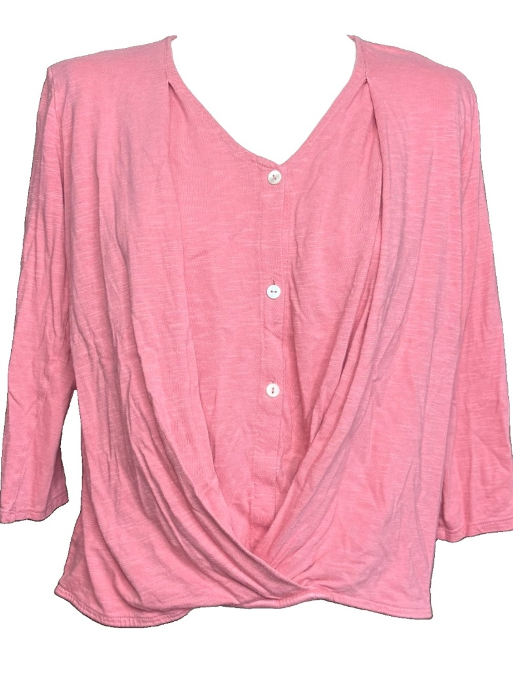 J. Jill Pink Pure Jill Cotton Cross Front Top